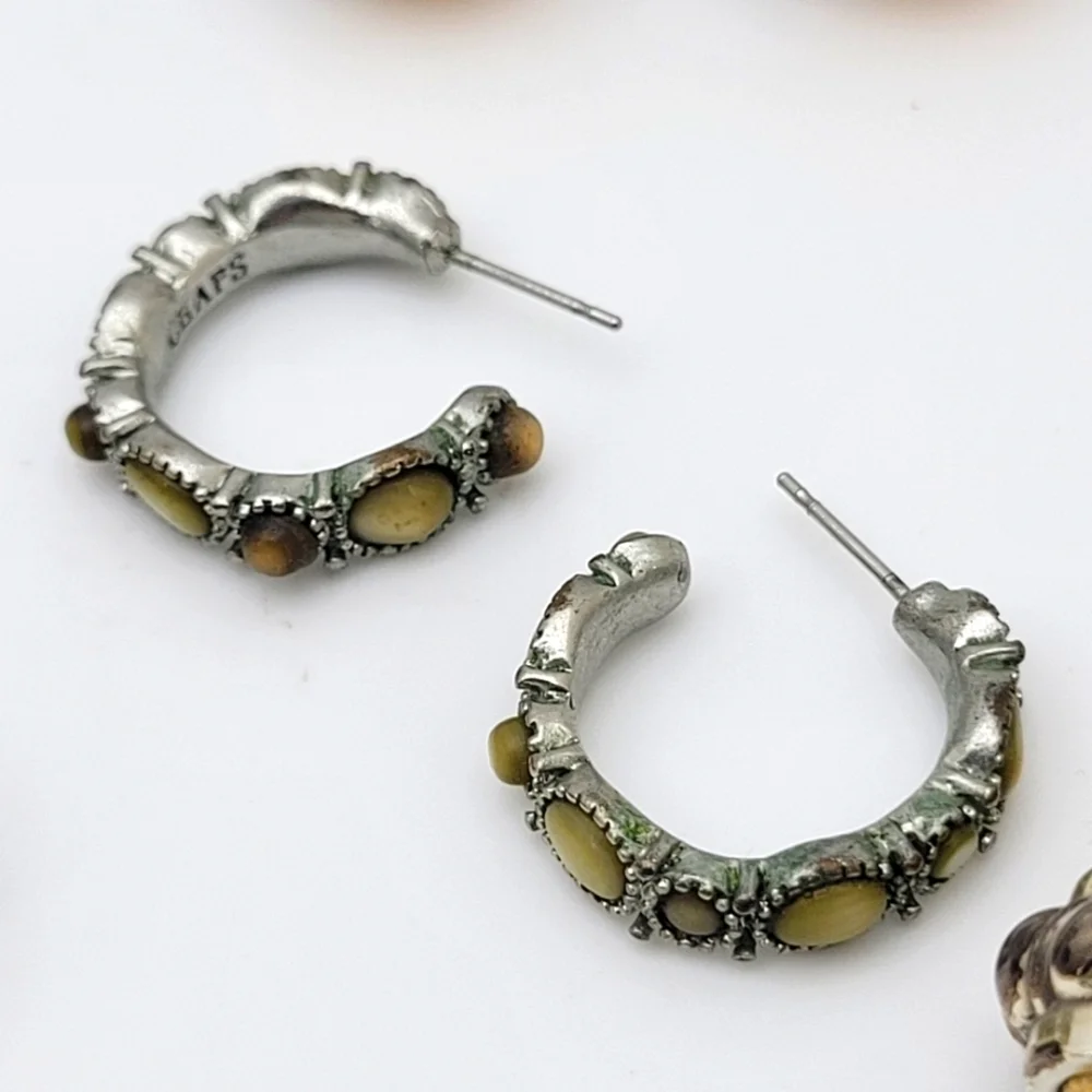 Lot of 10 Silver Gold Tone Vintage Earrings Set + 2 Bracelets
